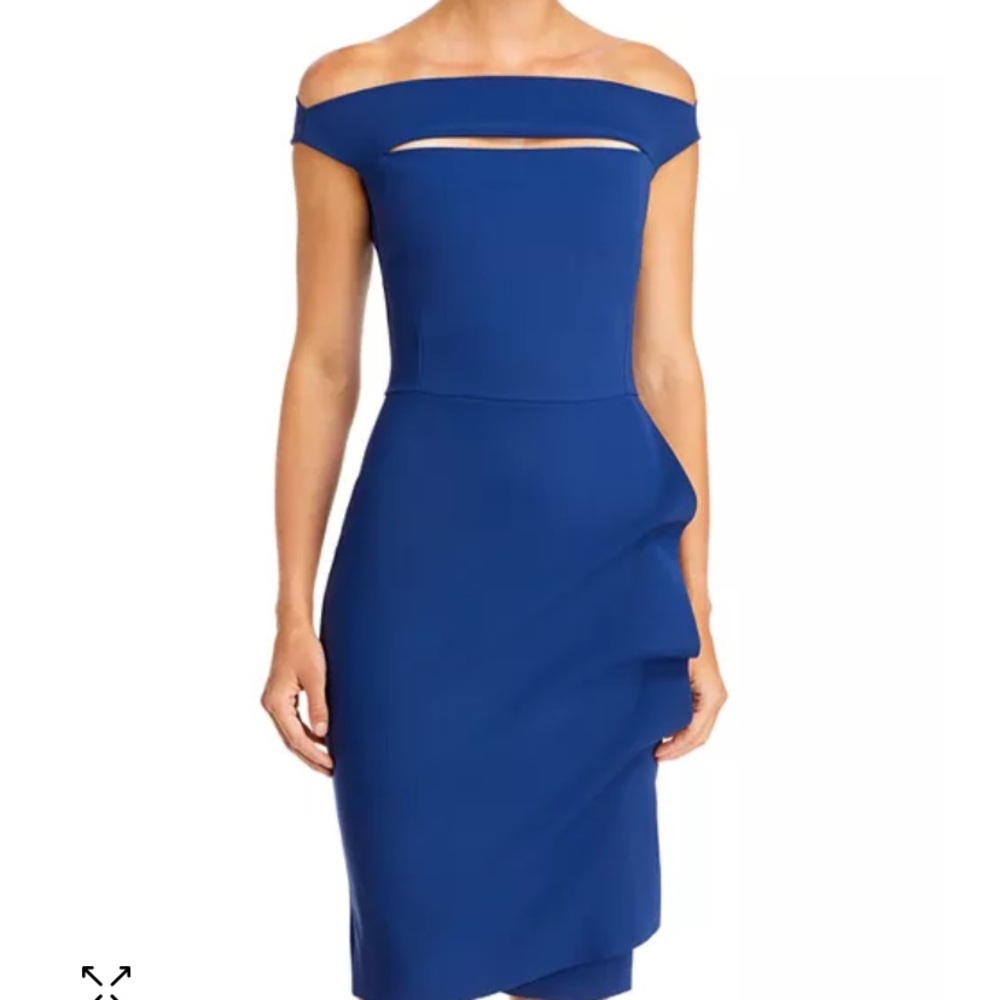 La Petite Robe Chiara Bono Melania short off the shoulder dress. Blue. Size 44